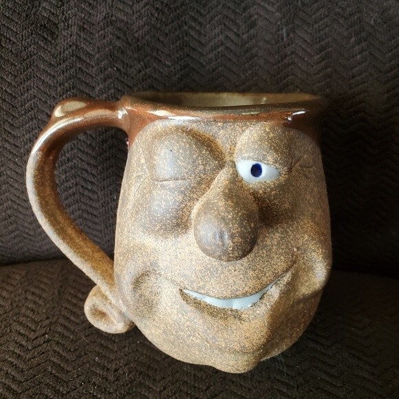 Ugly Face Mug Pottery  723 stoneware funny face 3D - Picture 1 of 15